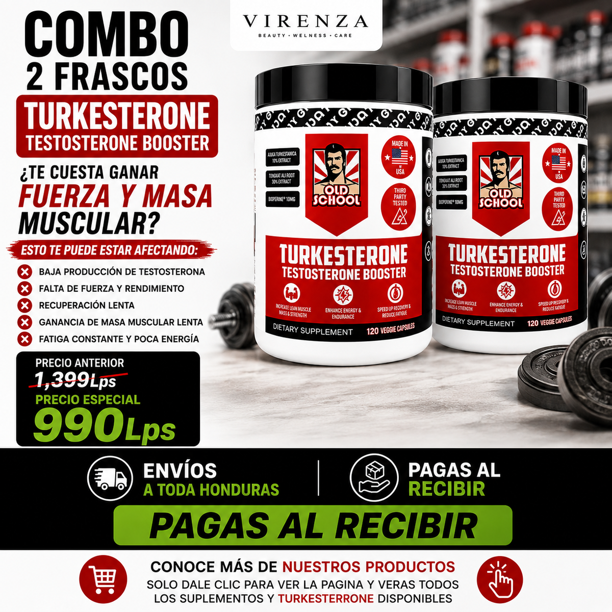 COMBO x2 SUPLEMENTOS TURKESTERONE OLD SCHOOL 2 UNIDADES PRECIO EN OFERTA 990LPS 2 CAPSULAS EN TOTAL.