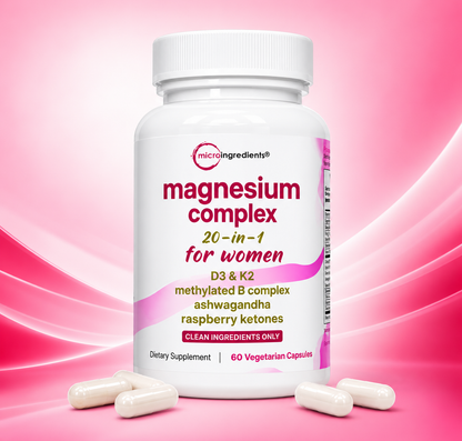 Magnesium Complex 20 en 1 para Mujer + D3 & K2 | 60 Cápsulas 💗