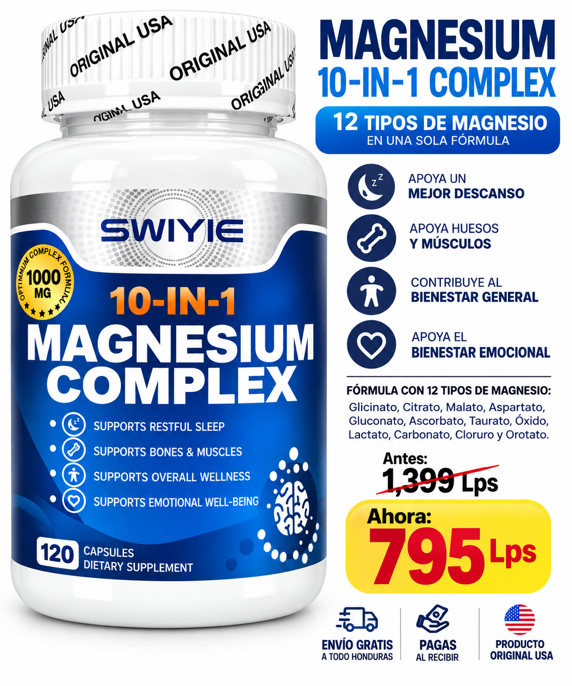 Magnesium Complex 10 en 1 – 1000 mg | 120 Cápsulas