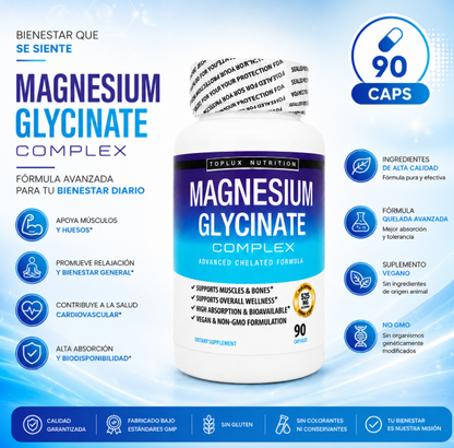 Magnesium Glycinate | 90 Cápsulas – Bienestar y Descanso